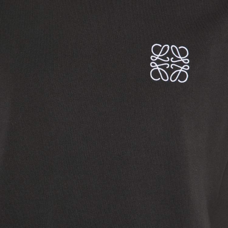 Pre Owned Loewe Black Anagram Embroidery Cotton Crew Neck T-Shirt M