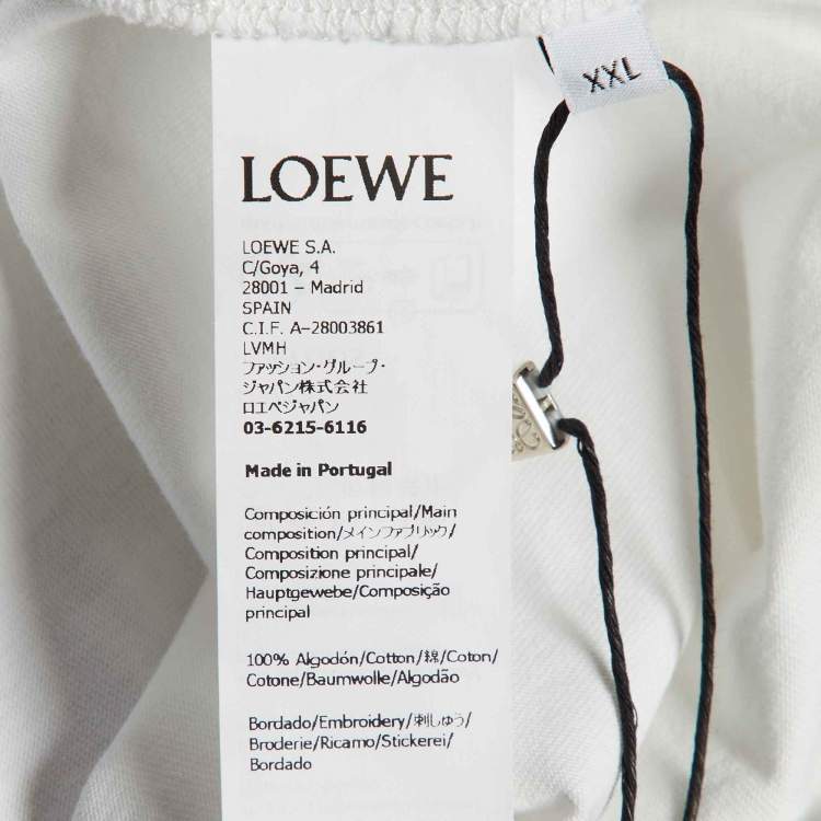 Pre Owned Loewe White Logo Embroidered Cotton T-Shirt XXL