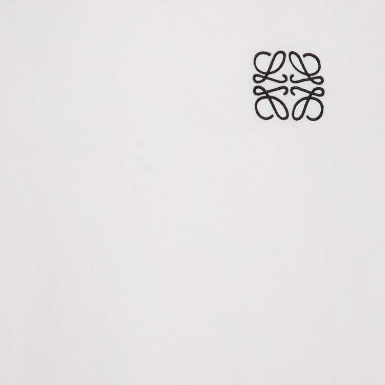 Pre Owned Loewe White Logo Embroidered Cotton T-Shirt XXL