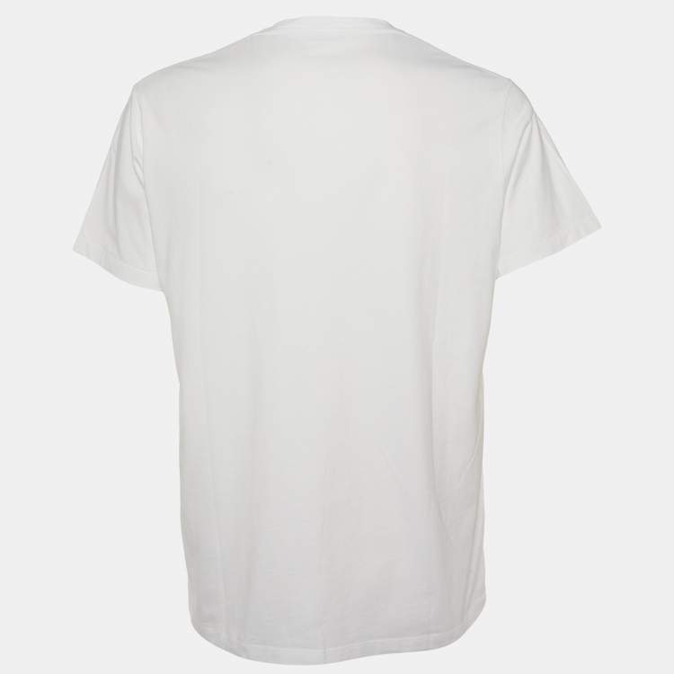 Pre Owned Loewe White Logo Embroidered Cotton T-Shirt XXL