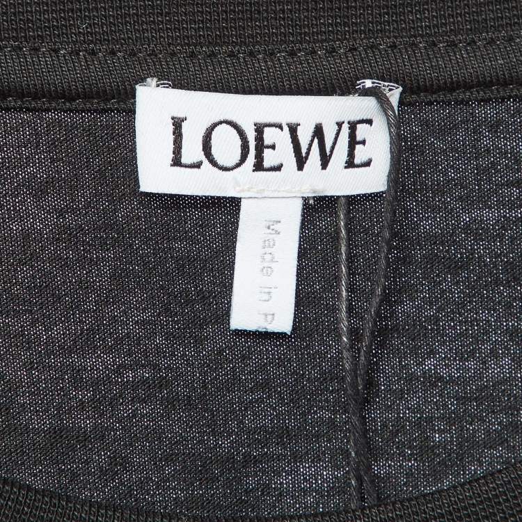 Pre Owned Loewe Black Glitch Anagram Embroidery Cotton Crew Neck T-Shirt M
