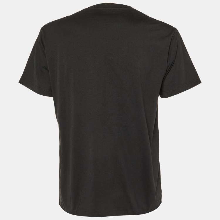 Pre Owned Loewe Black Glitch Anagram Embroidery Cotton Crew Neck T-Shirt M