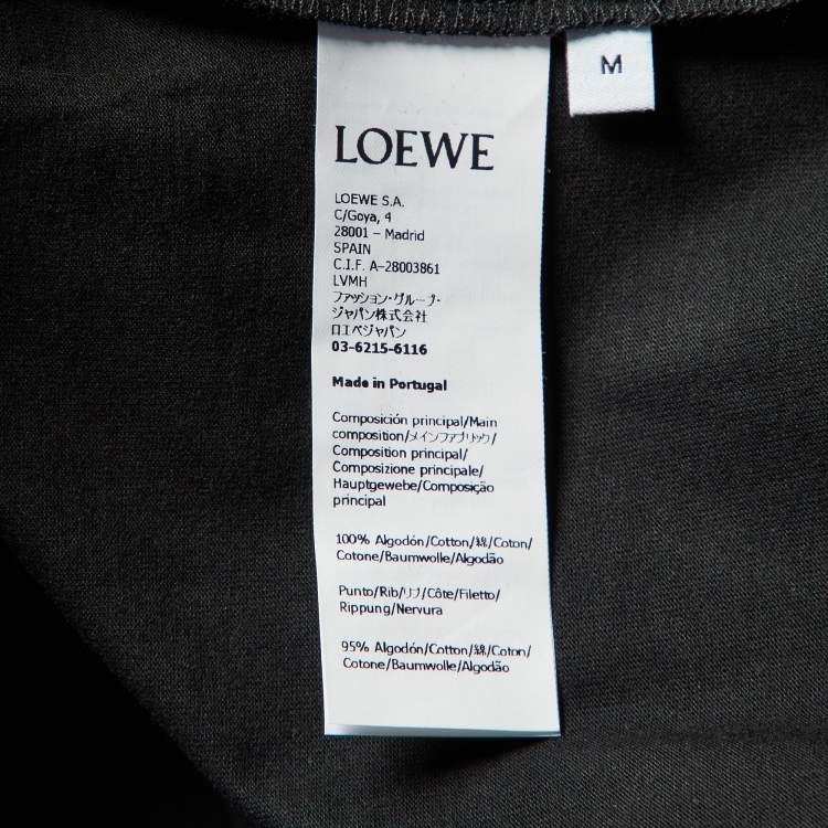 Pre Owned Loewe Black Glitch Anagram Embroidery Cotton Crew Neck T-Shirt M