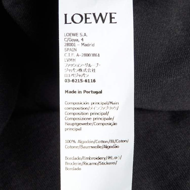 Pre Owned Loewe Black Anagram Embroidered Cotton Crew Neck T-Shirt XL
