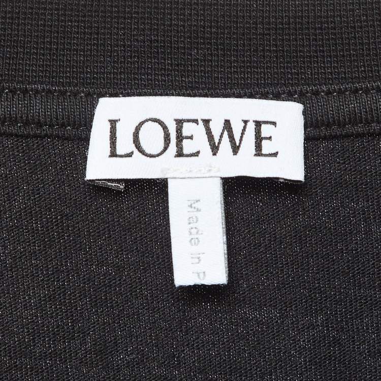 Pre Owned Loewe Black Anagram Embroidered Cotton Crew Neck T-Shirt XL