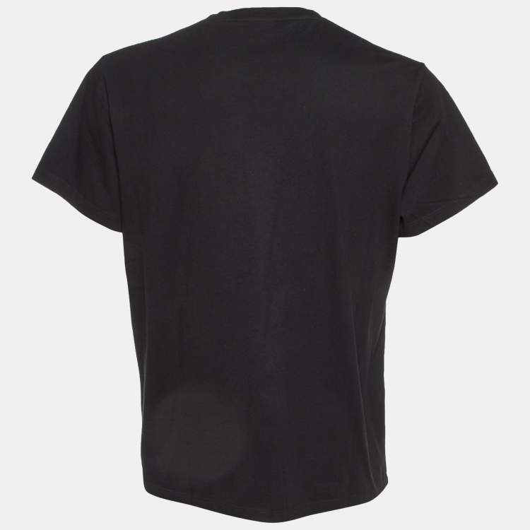 Pre Owned Loewe Black Anagram Embroidered Cotton Crew Neck T-Shirt XL