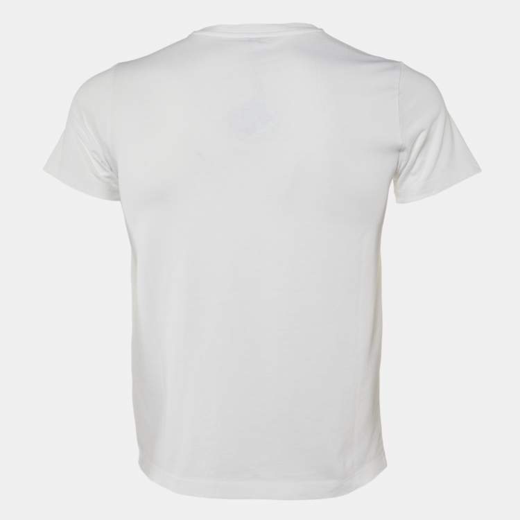Pre Owned Loewe White Pixelated Anagram Embroidered Cotton T-Shirt XS