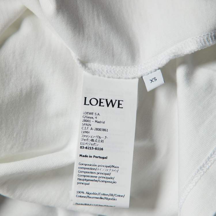 Pre Owned Loewe White Pixelated Anagram Embroidered Cotton T-Shirt XS