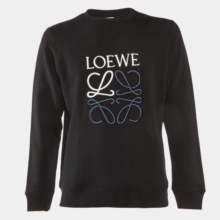 Pre Owned Loewe Black Anagram Embroidered Cotton Sweatshirt M 