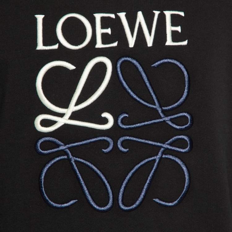 Pre Owned Loewe Black Anagram Embroidered Cotton Sweatshirt M 