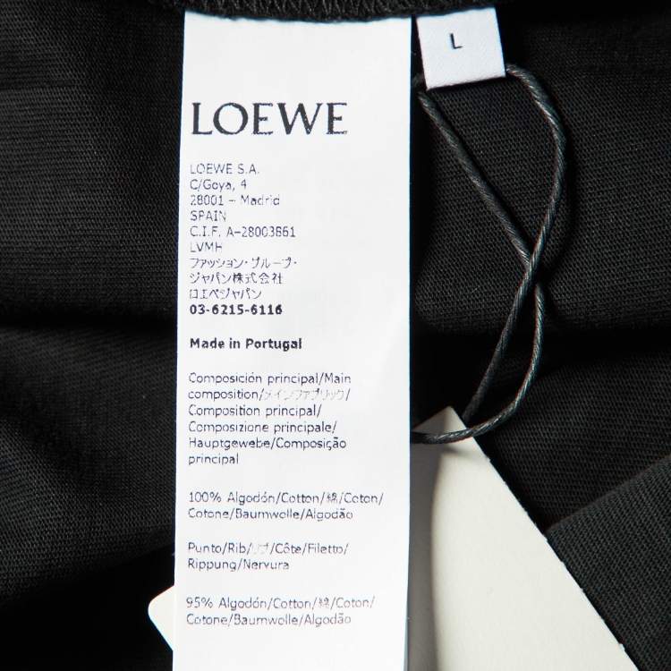 Pre Owned Loewe Black Neon Anagram Embroidered Cotton Crew Neck T-Shirt L