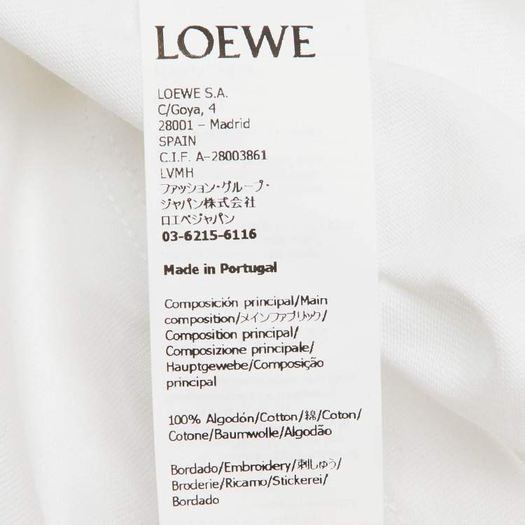 Pre Owned Loewe White Cotton Anagram Fake Pocket Crew Neck T-Shirt M