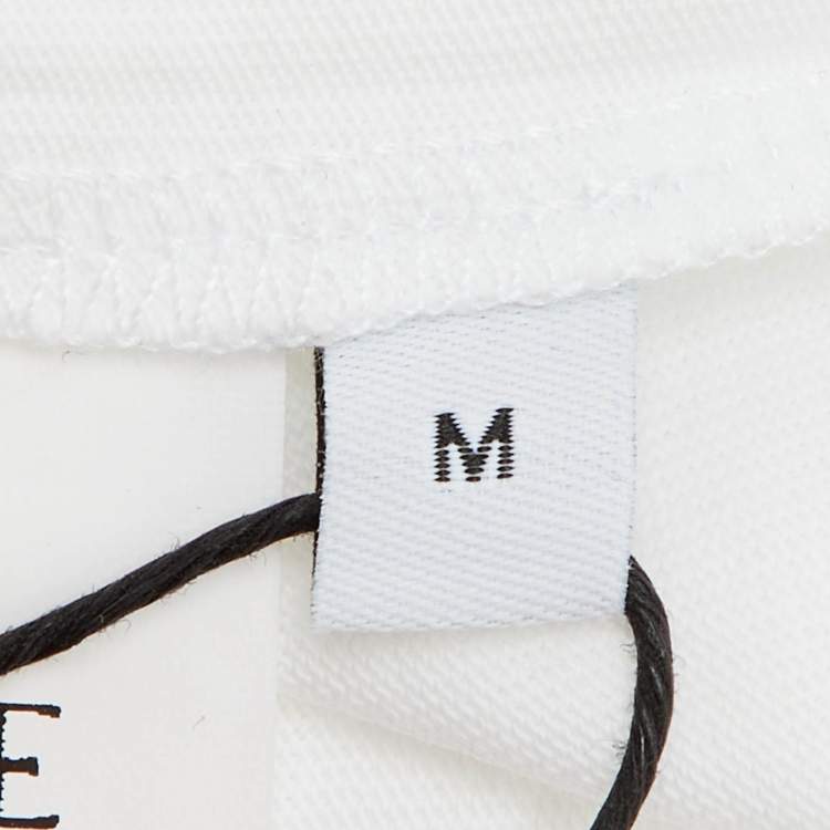 Pre Owned Loewe White Cotton Anagram Fake Pocket Crew Neck T-Shirt M