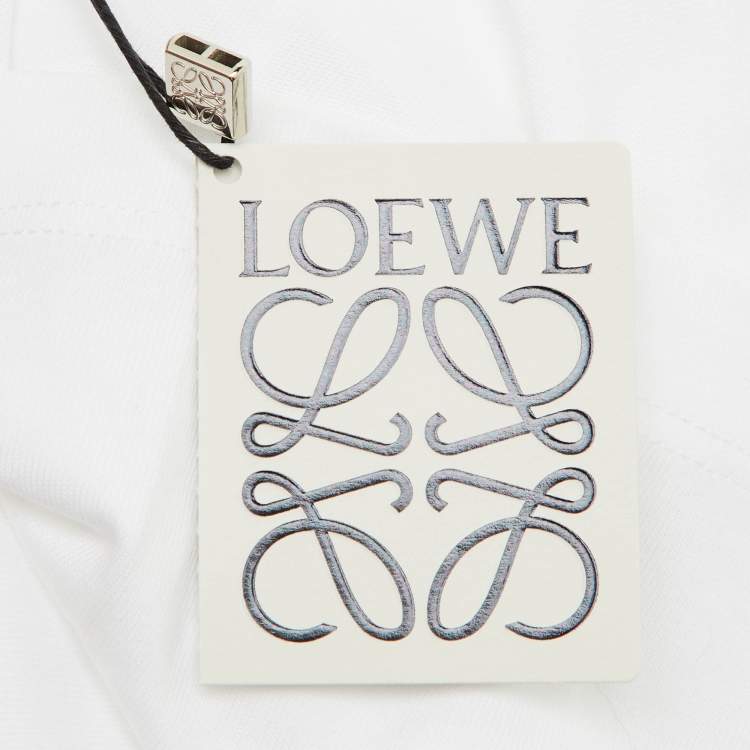 Pre Owned Loewe White Cotton Anagram Fake Pocket Crew Neck T-Shirt M