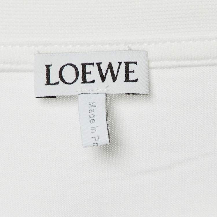 Pre Owned Loewe White Cotton Anagram Fake Pocket Crew Neck T-Shirt M