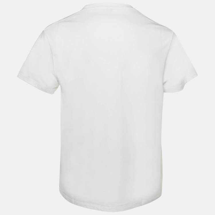 Pre Owned Loewe White Cotton Anagram Fake Pocket Crew Neck T-Shirt M