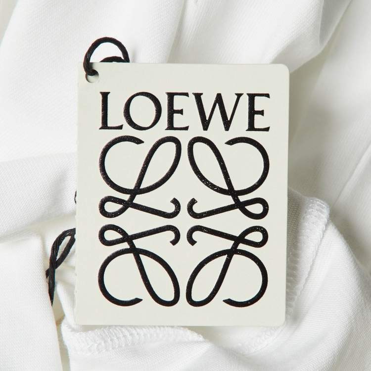 Pre Owned Loewe White Cotton Anagram Fake Pocket Crew Neck T-Shirt L