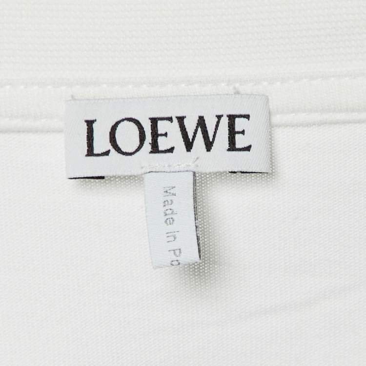 Pre Owned Loewe White Cotton Anagram Fake Pocket Crew Neck T-Shirt L