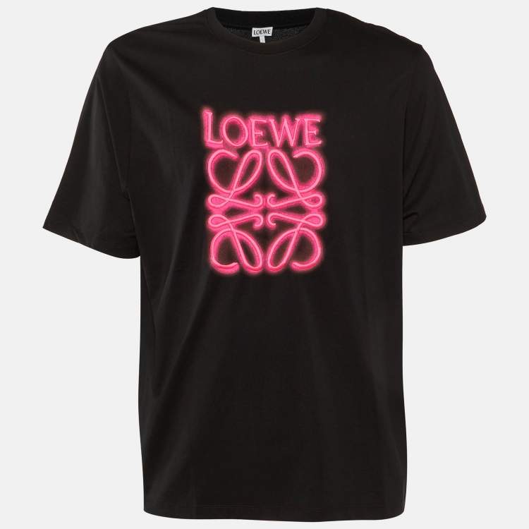 Pre Owned Loewe Black Neon Anagram Cotton Crew Neck T-Shirt M