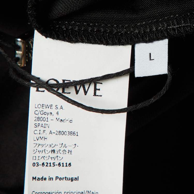 Pre Owned Loewe Black Neon Anagram Embroidered Cotton Crew Neck T-Shirt L