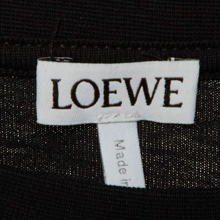 Pre Owned Loewe Black Neon Anagram Embroidered Cotton Crew Neck T-Shirt L