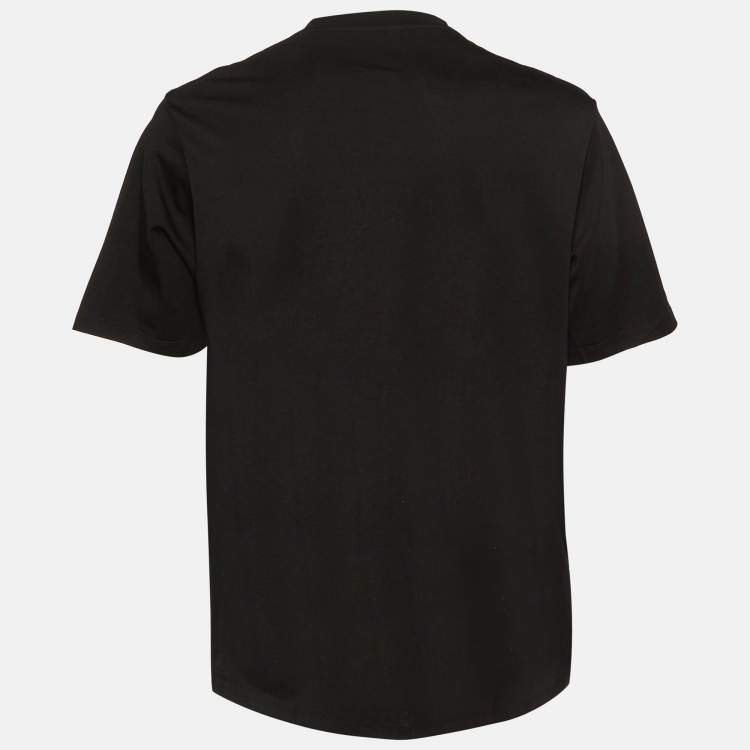 Pre Owned Loewe Black Neon Anagram Embroidered Cotton Crew Neck T-Shirt L