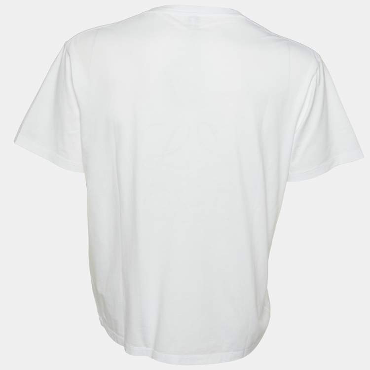 Pre Owned Loewe White Glitch Anagram Cotton Crew Neck T-Shirt M