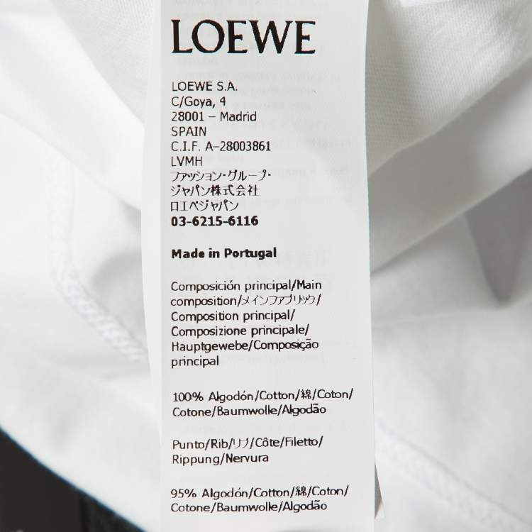 Pre Owned Loewe White Glitch Anagram Cotton Crew Neck T-Shirt L