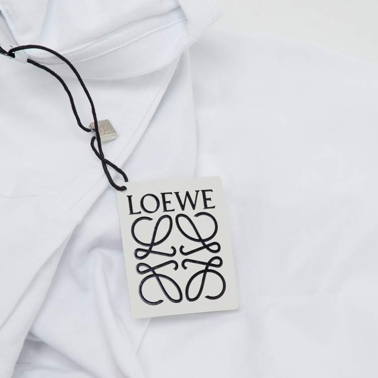 Pre Owned Loewe White Glitch Anagram Cotton Crew Neck T-Shirt XL