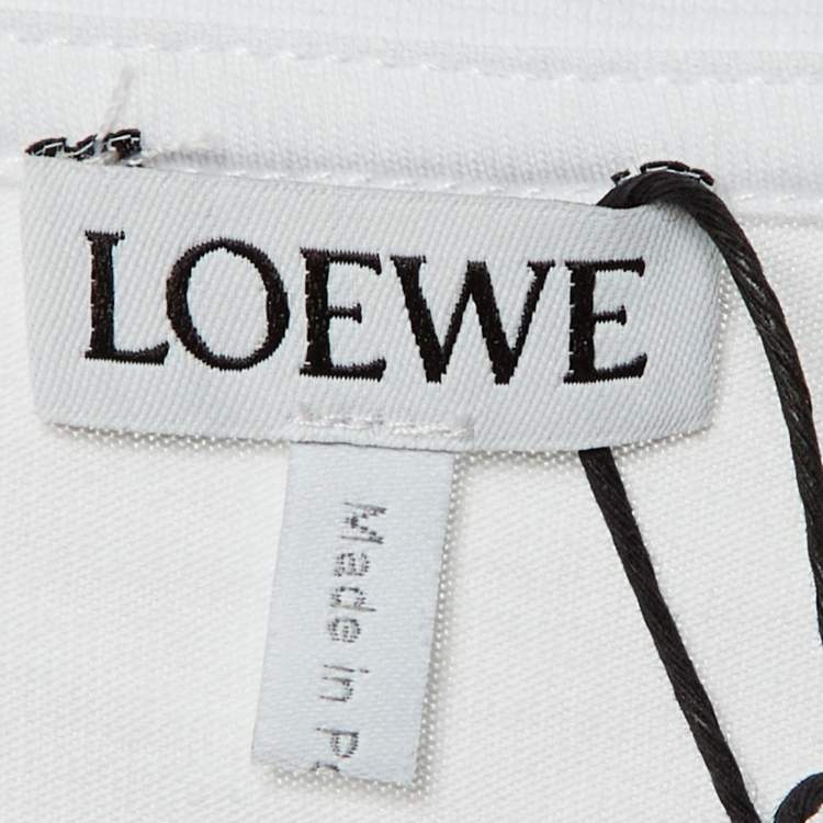 Pre Owned Loewe White Glitch Anagram Cotton Crew Neck T-Shirt XL