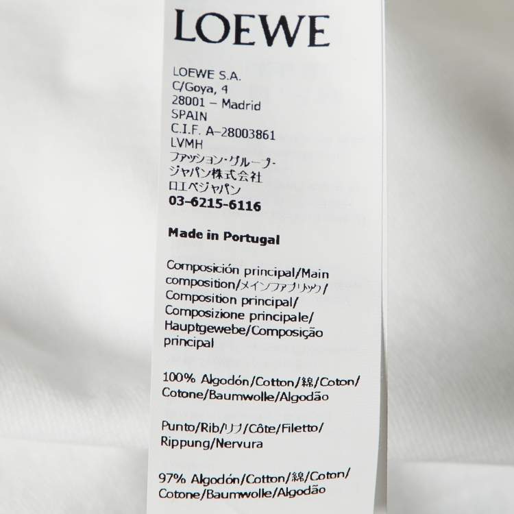 Pre Owned Loewe White Anagram Pixel Embroidered Cotton Crew Neck T-Shirt L
