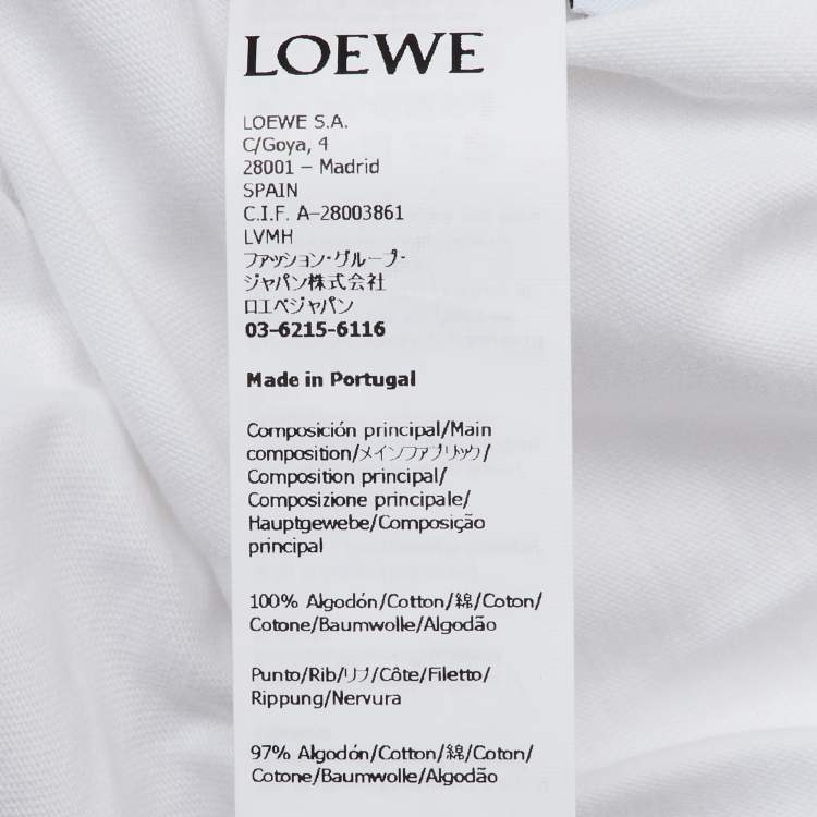 Pre Owned Loewe White Anagram Pixel Embroidered Cotton Crew Neck T-Shirt M