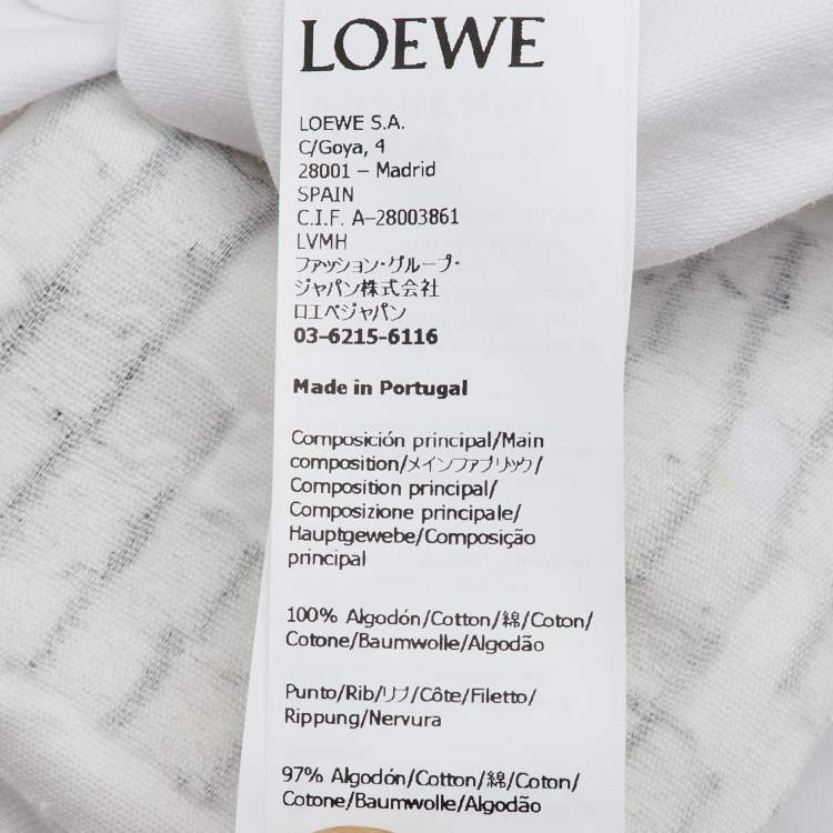 Pre Owned Loewe White Anagram Pixel Embroidered Cotton Crew Neck T-Shirt XL