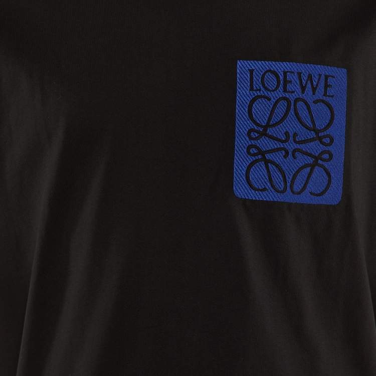 Pre Owned Loewe Black Cotton Anagram Fake Pocket Crew Neck T-Shirt L