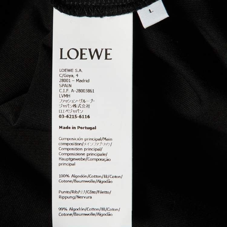 Pre Owned Loewe Black Cotton Anagram Fake Pocket Crew Neck T-Shirt L