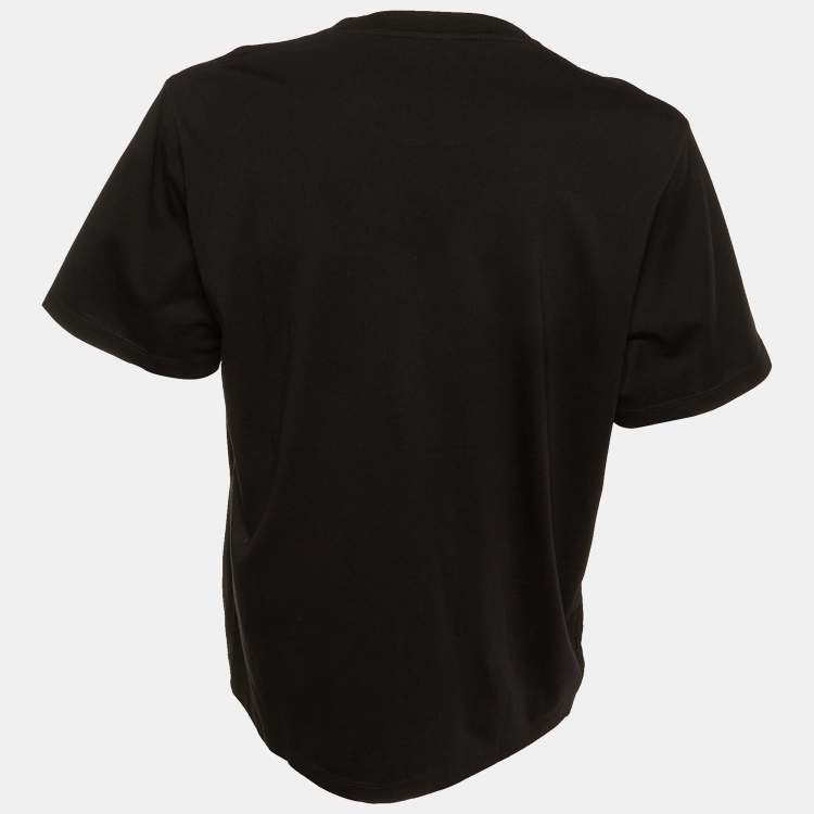 Pre Owned Loewe Black Cotton Anagram Fake Pocket Crew Neck T-Shirt L