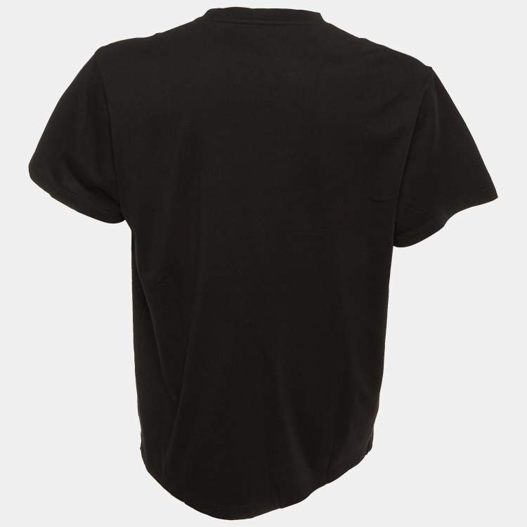Pre Owned Loewe Black Logo Embroidered Cotton Crew Neck T-Shirt XXL