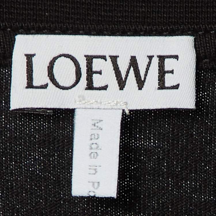 Pre Owned Loewe Black Logo Embroidered Cotton Crew Neck T-Shirt XXL