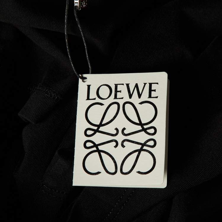 Pre Owned Loewe Black Logo Embroidered Cotton Crew Neck T-Shirt XXL