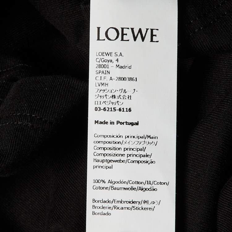 Pre Owned Loewe Black Logo Embroidered Cotton Crew Neck T-Shirt XXL