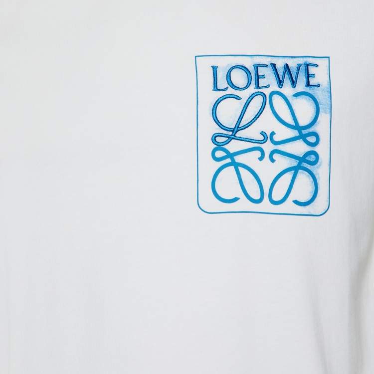 Pre Owned Loewe White Cotton Anagram Fake Pocket T-Shirt L