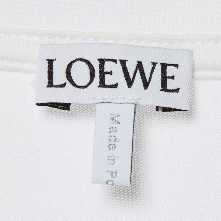 Pre Owned Loewe White Cotton Anagram Fake Pocket T-Shirt L