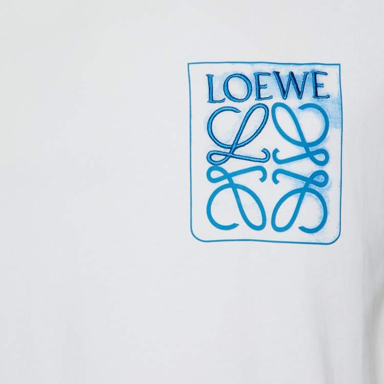 Pre Owned Loewe White Cotton Anagram Fake Pocket T-Shirt S