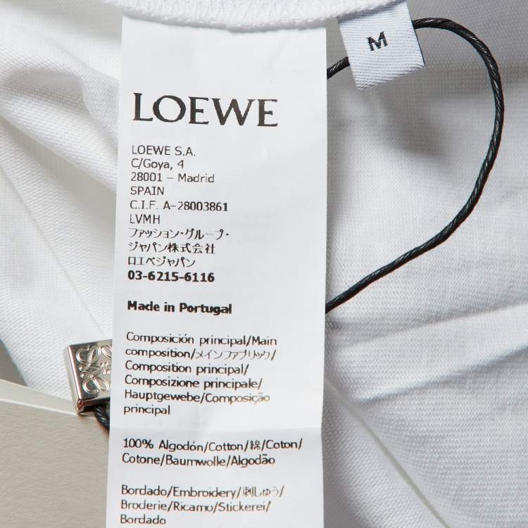 Pre Owned Loewe White Cotton Anagram Fake Pocket T-Shirt M