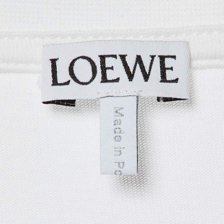 Pre Owned Loewe White Cotton Anagram Fake Pocket T-Shirt M