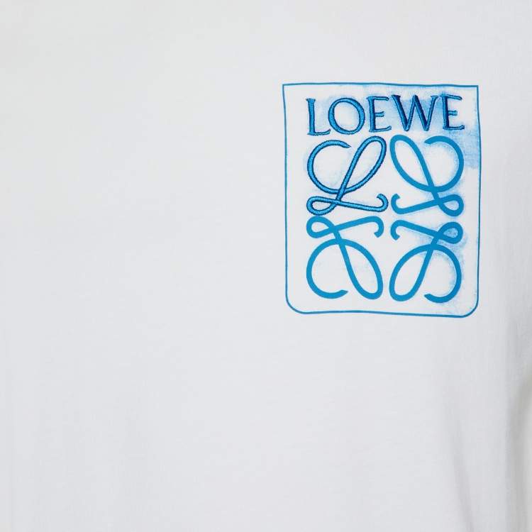 Pre Owned Loewe White Cotton Anagram Fake Pocket T-Shirt M
