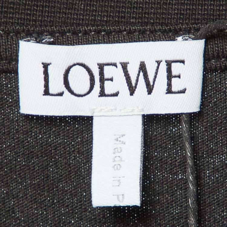 Pre Owned Loewe Black Anagram Embroidered Cotton Crew Neck T-Shirt XL