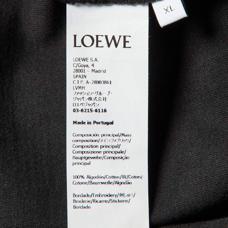 Pre Owned Loewe Black Anagram Embroidered Cotton Crew Neck T-Shirt XL