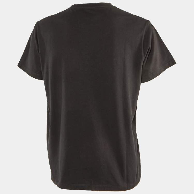 Pre Owned Loewe Black Anagram Embroidered Cotton Crew Neck T-Shirt XL