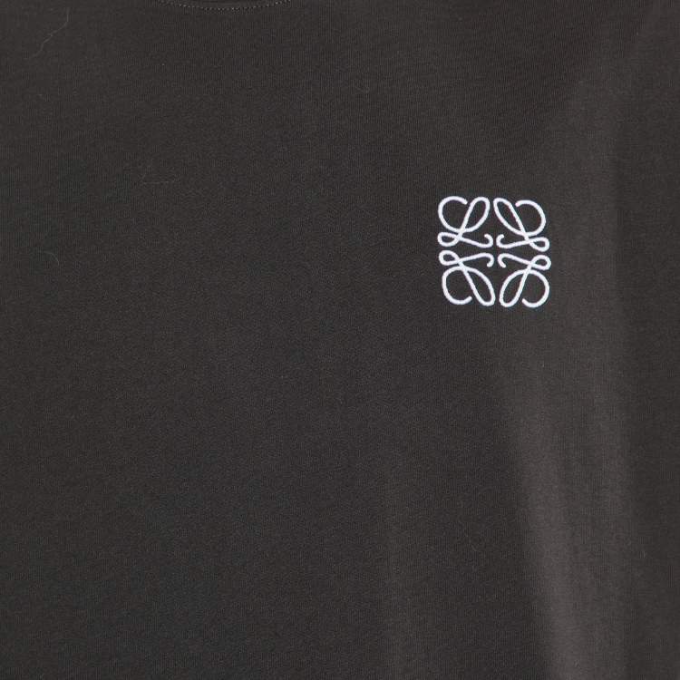 Pre Owned Loewe Black Anagram Embroidered Cotton Crew Neck T-Shirt XL